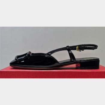 Valentino VLogo Signature Slingback ballerina Flats in leather patent Black (hongyang-23101232)