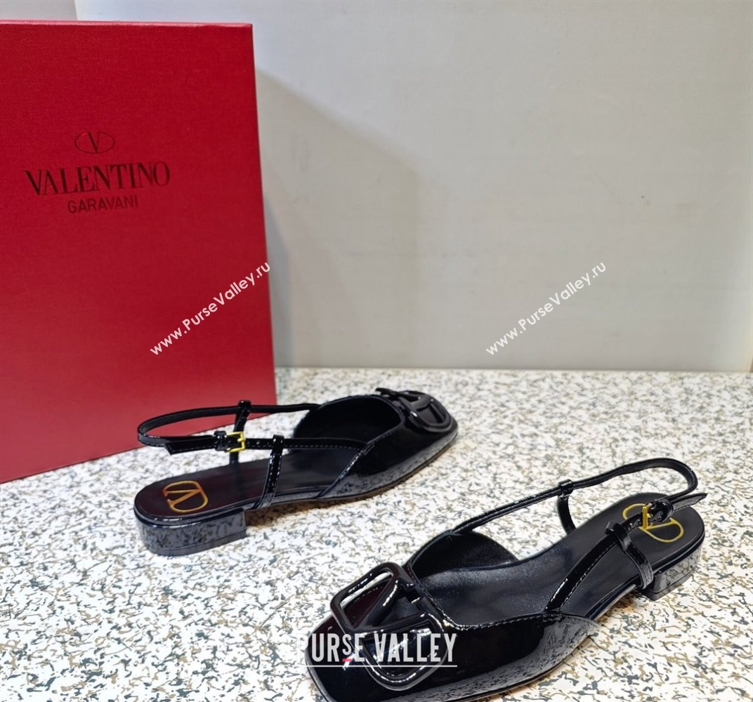 Valentino VLogo Signature Slingback ballerina Flats in leather patent Black (hongyang-23101232)