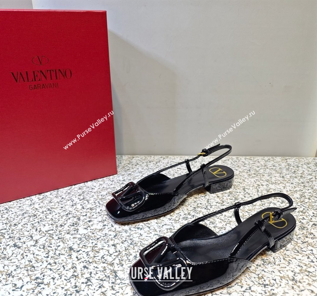 Valentino VLogo Signature Slingback ballerina Flats in leather patent Black (hongyang-23101232)