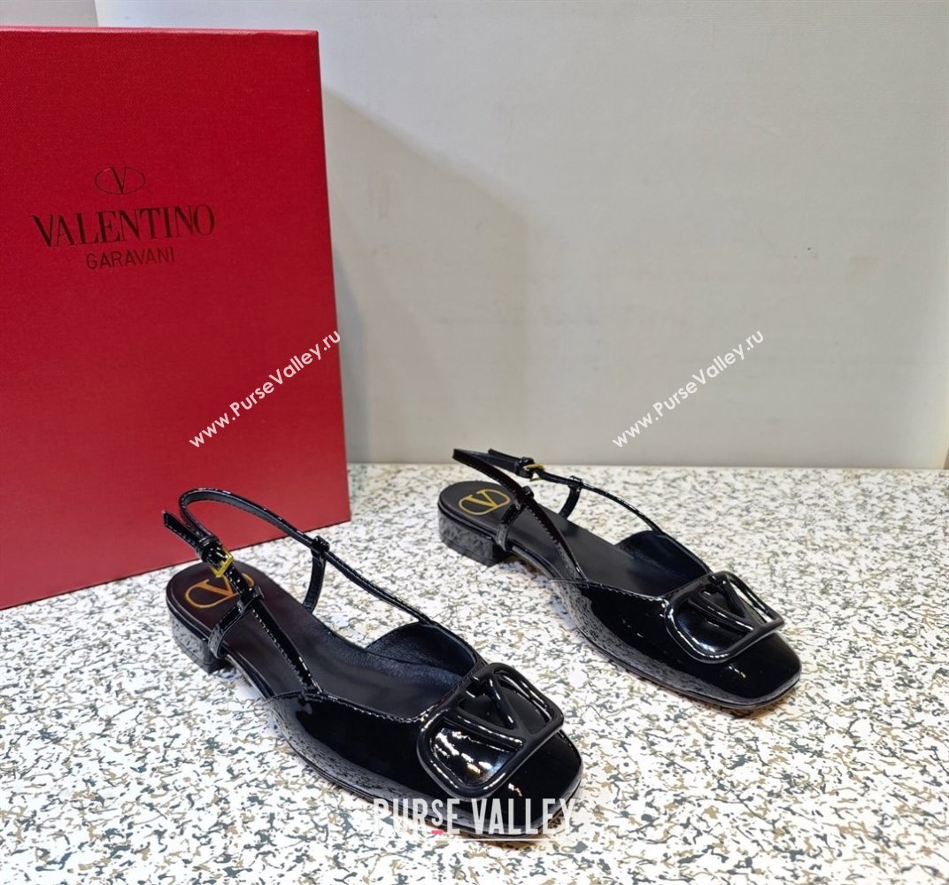 Valentino VLogo Signature Slingback ballerina Flats in leather patent Black (hongyang-23101232)