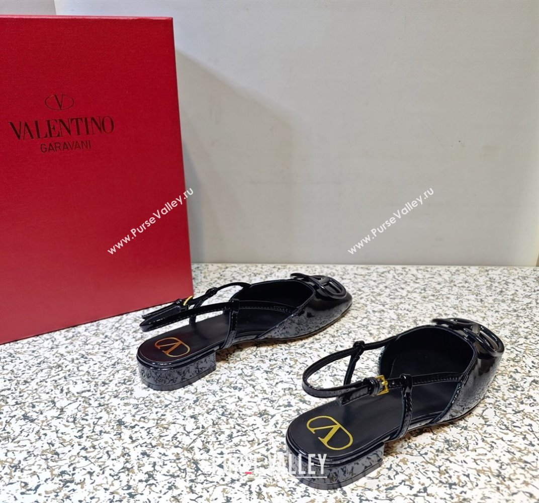 Valentino VLogo Signature Slingback ballerina Flats in leather patent Black (hongyang-23101232)