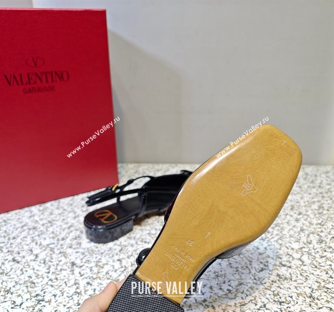 Valentino VLogo Signature Slingback ballerina Flats in leather patent Black (hongyang-23101232)
