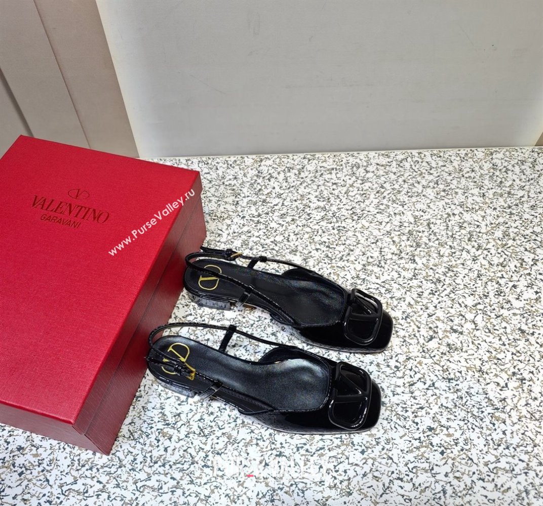 Valentino VLogo Signature Slingback ballerina Flats in leather patent Black (hongyang-23101232)