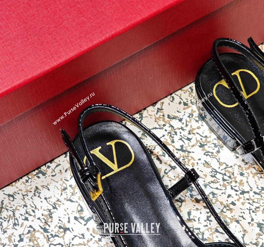 Valentino VLogo Signature Slingback ballerina Flats in leather patent Black (hongyang-23101232)