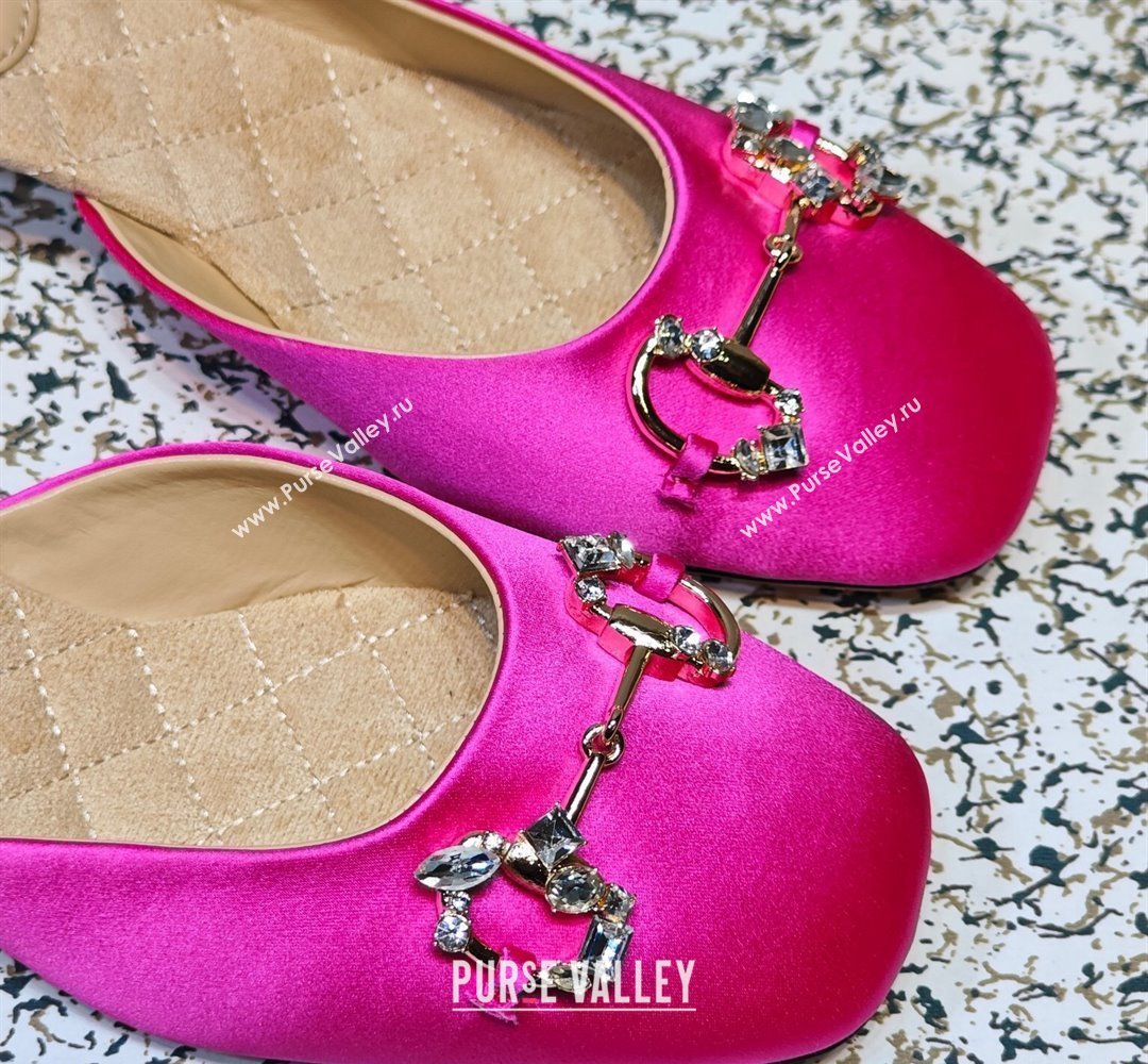 Gucci Heel 4.5cm Horebit with crystals Mules 757748/759778 Satin Fuchsia 2023 (hongyang-23100612)