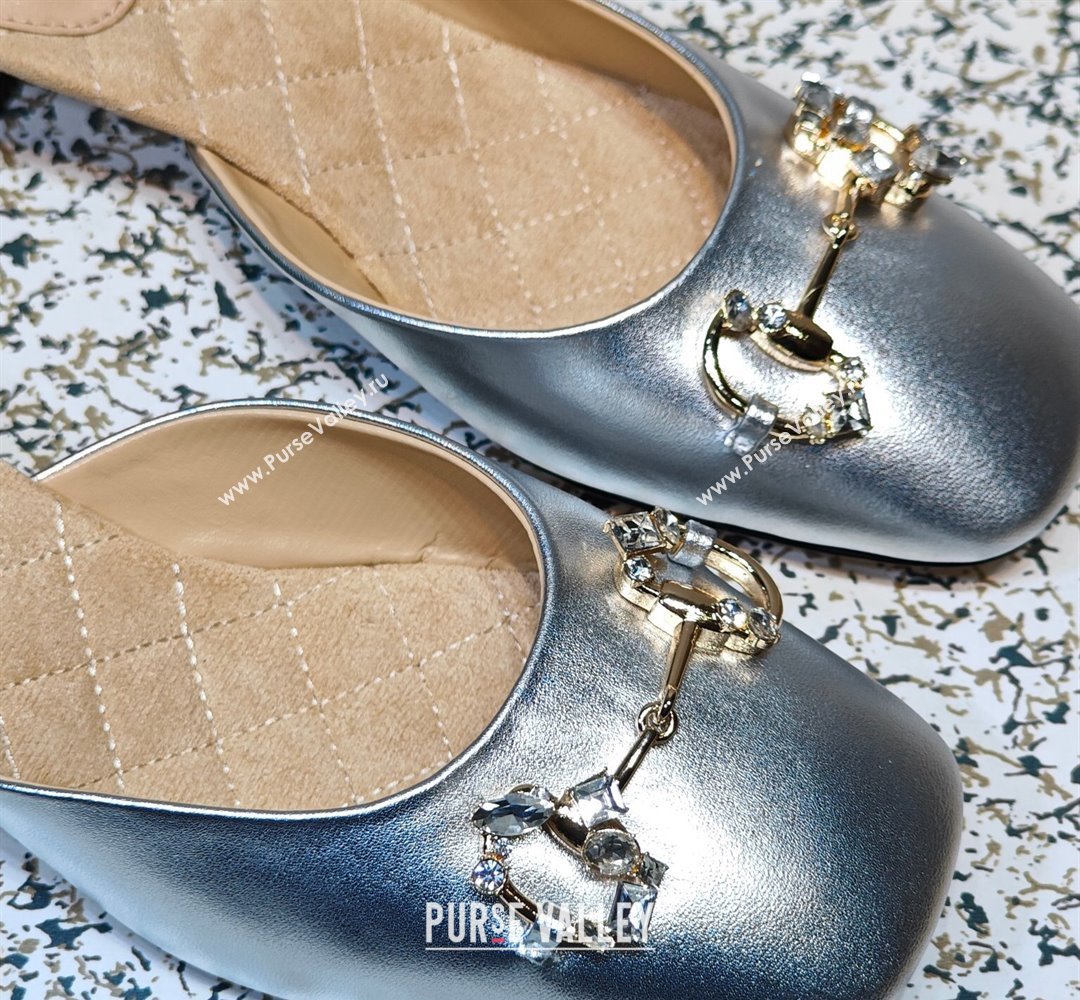 Gucci Heel 4.5cm Horebit with crystals Mules 757748/759778 Silver 2023 (hongyang-23100609)