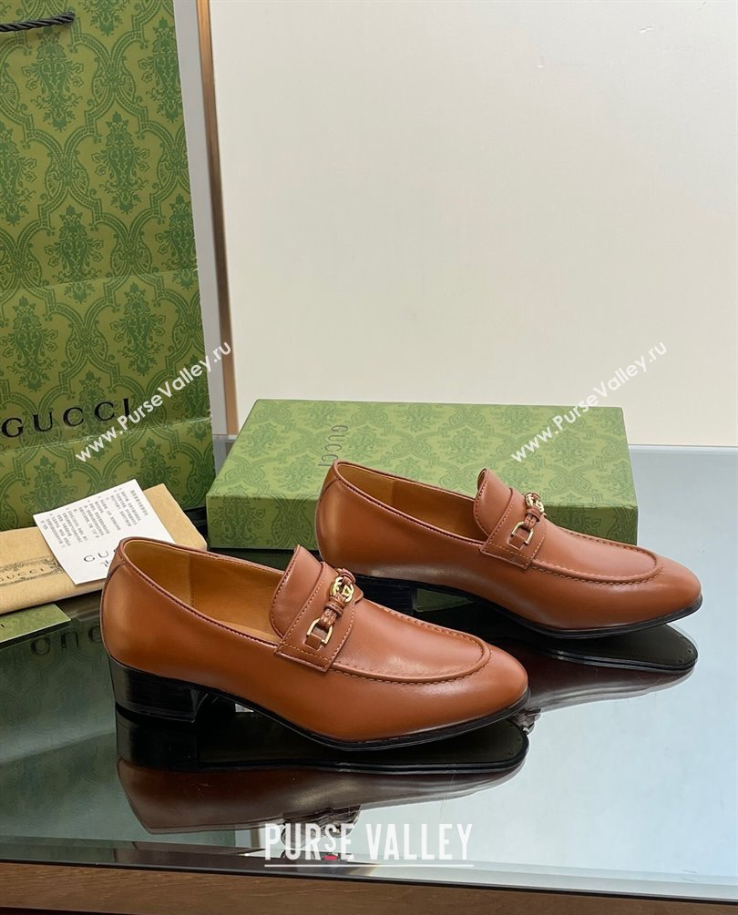 Gucci Heel 3cm loafers with Interlocking G ‎738468 Brown 2023 (modeng-23100601)