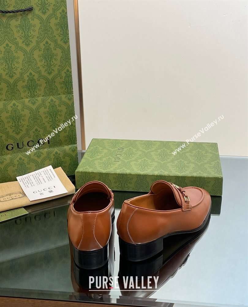 Gucci Heel 3cm loafers with Interlocking G ‎738468 Brown 2023 (modeng-23100601)