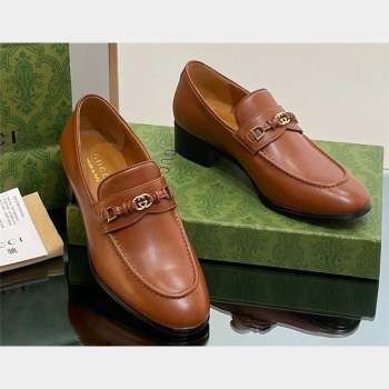 Gucci Heel 3cm loafers with Interlocking G ‎738468 Brown 2023 (modeng-23100601)