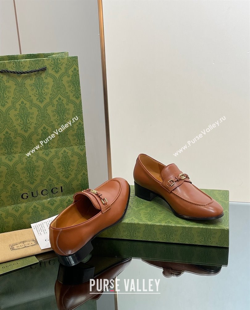 Gucci Heel 3cm loafers with Interlocking G ‎738468 Brown 2023 (modeng-23100601)