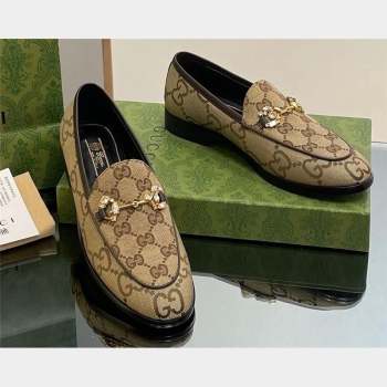 Gucci Horsebit with crystals Jordaan loafers 759918 GG Canvas Beige 2023 (modeng-23100611)