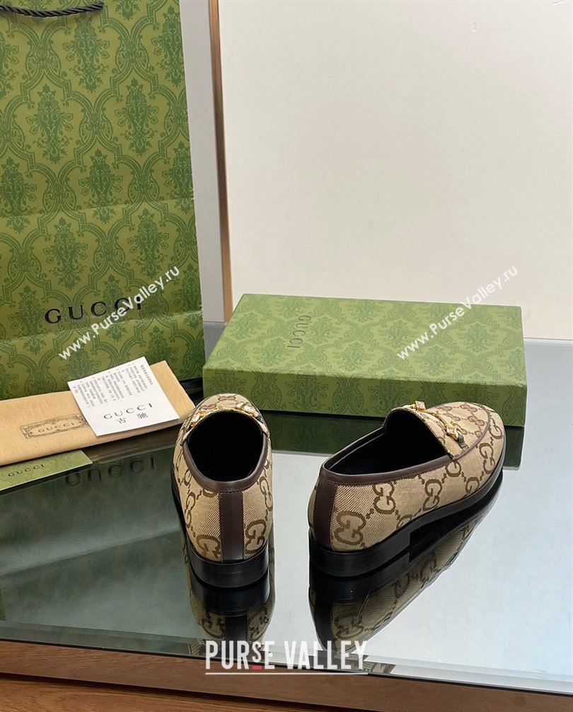 Gucci Horsebit with crystals Jordaan loafers 759918 GG Canvas Beige 2023 (modeng-23100611)