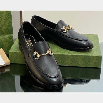 Gucci Horsebit with crystals Jordaan loafers 759918 Leather Black 2023 (modeng-23100617)