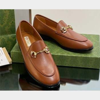 Gucci Horsebit with crystals Jordaan loafers 759918 Leather Brown 2023 (modeng-23100618)