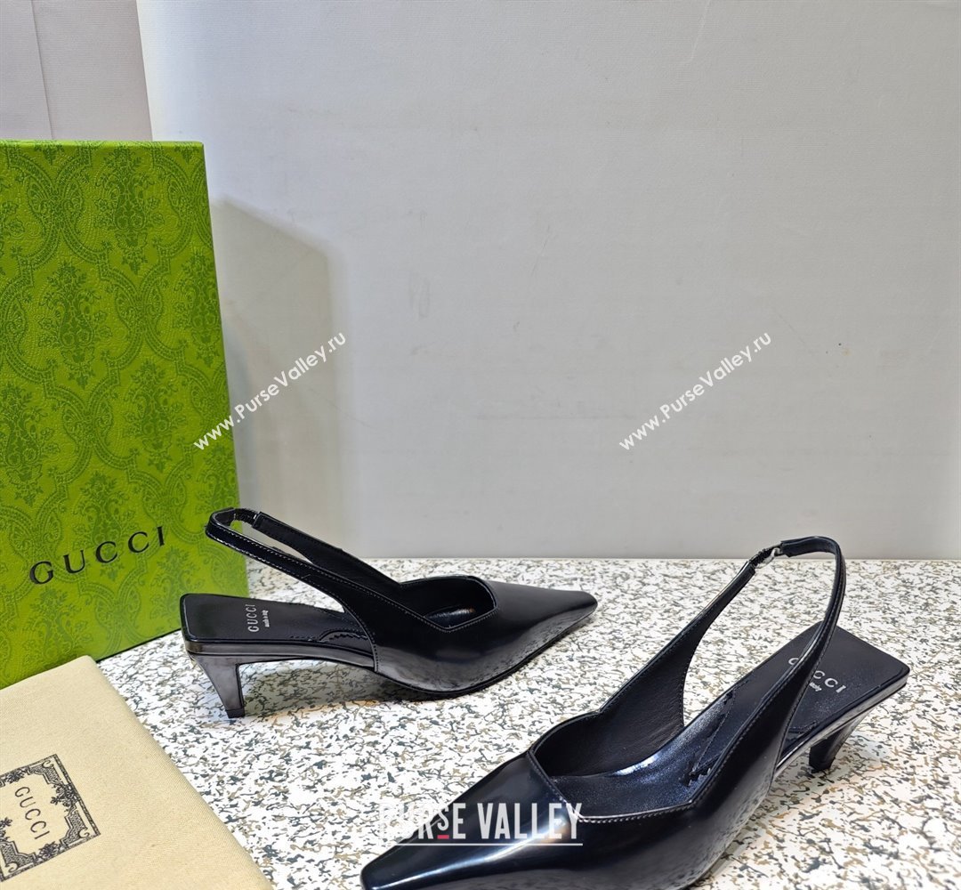 Gucci Heel 5.5cm Square slingback pumps 764192 Black 2023 (hongyang-23100601)