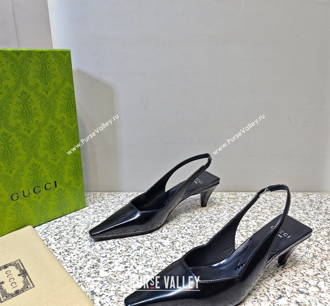 Gucci Heel 5.5cm Square slingback pumps 764192 Black 2023 (hongyang-23100601)
