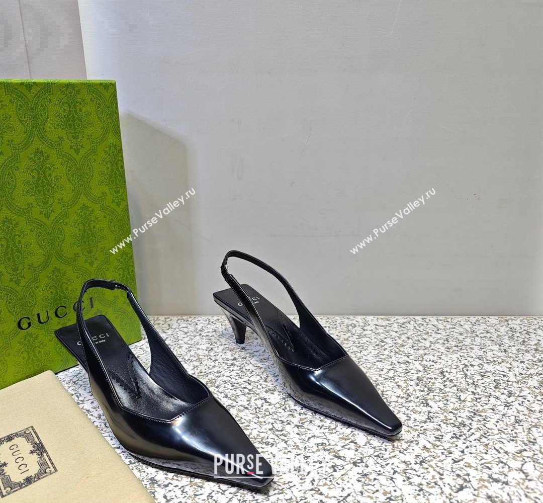 Gucci Heel 5.5cm Square slingback pumps 764192 Black 2023 (hongyang-23100601)