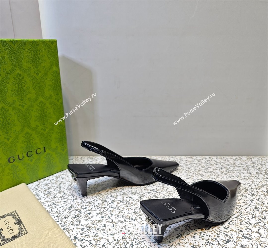 Gucci Heel 5.5cm Square slingback pumps 764192 Black 2023 (hongyang-23100601)
