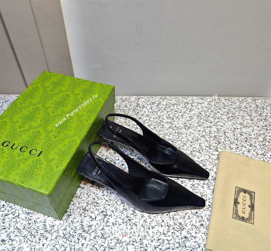 Gucci Heel 5.5cm Square slingback pumps 764192 Black 2023 (hongyang-23100601)