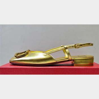 Valentino VLogo Signature Slingback ballerina Flats in leather Gold (hongyang-23101229)