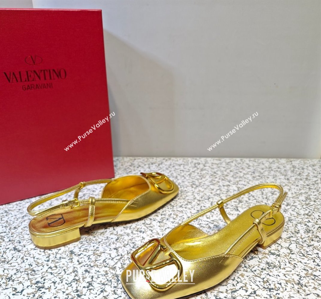 Valentino VLogo Signature Slingback ballerina Flats in leather Gold (hongyang-23101229)