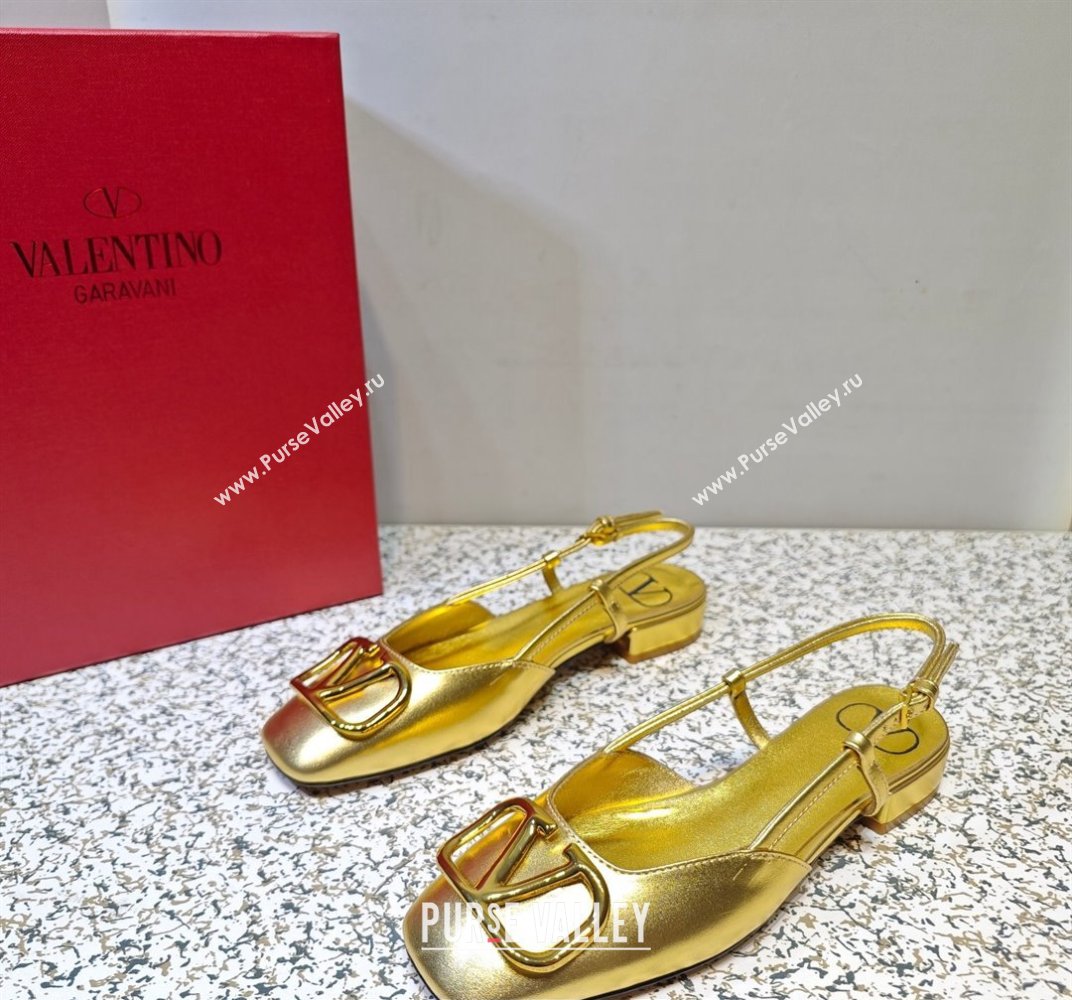 Valentino VLogo Signature Slingback ballerina Flats in leather Gold (hongyang-23101229)