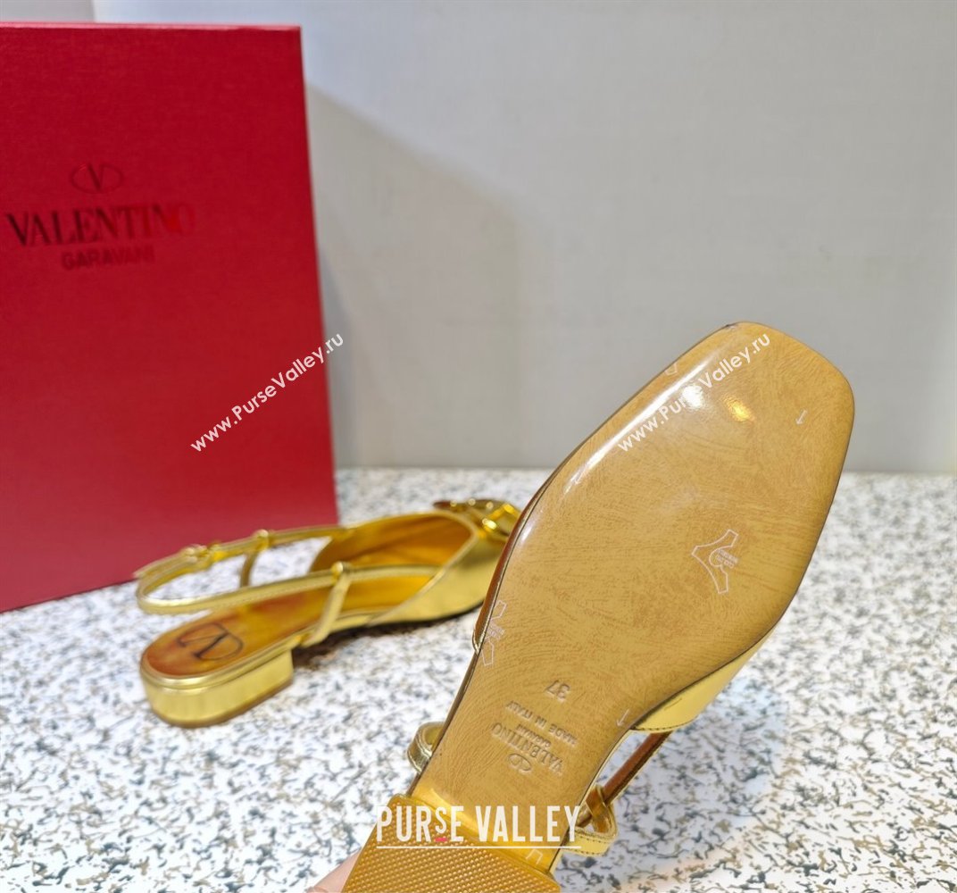 Valentino VLogo Signature Slingback ballerina Flats in leather Gold (hongyang-23101229)