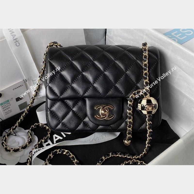 Chanel Lambskin Mini Flap Bag with Black/White Ball AS1786 Black 2023 (jiyuan-23100944)