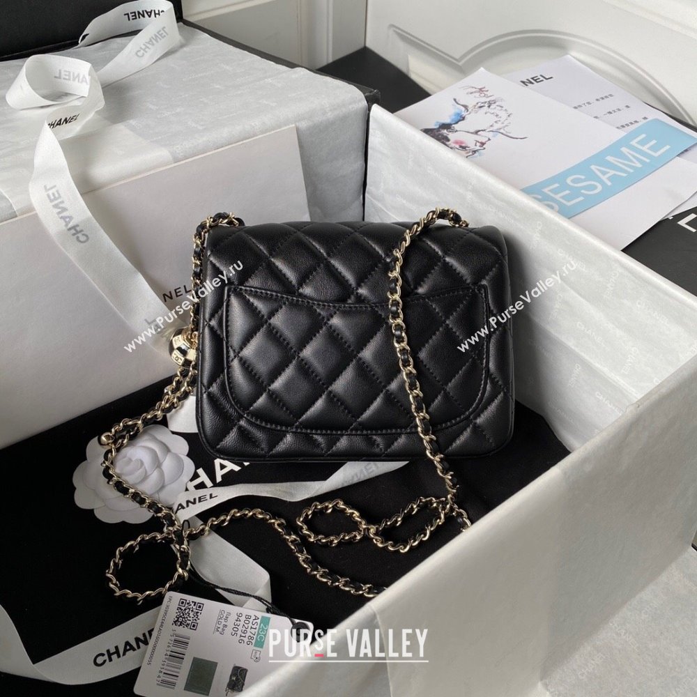 Chanel Lambskin Mini Flap Bag with Black/White Ball AS1786 Black 2023 (jiyuan-23100944)