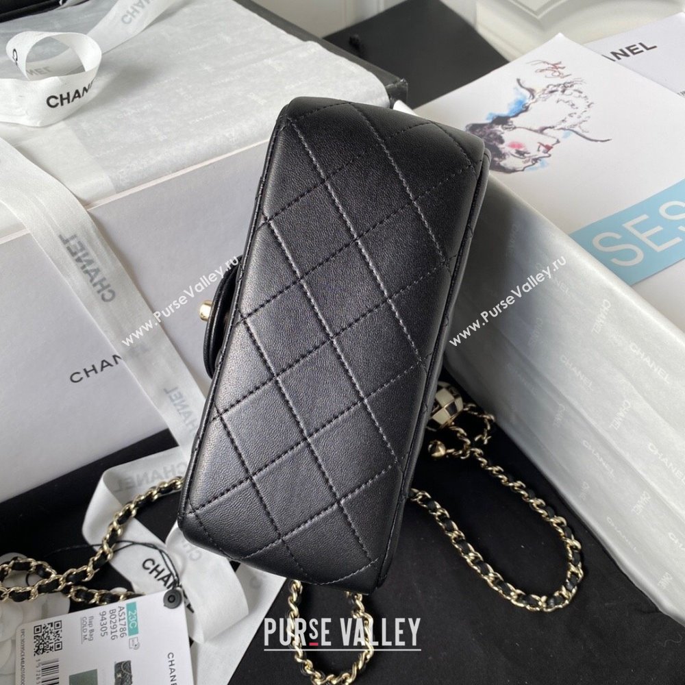 Chanel Lambskin Mini Flap Bag with Black/White Ball AS1786 Black 2023 (jiyuan-23100944)