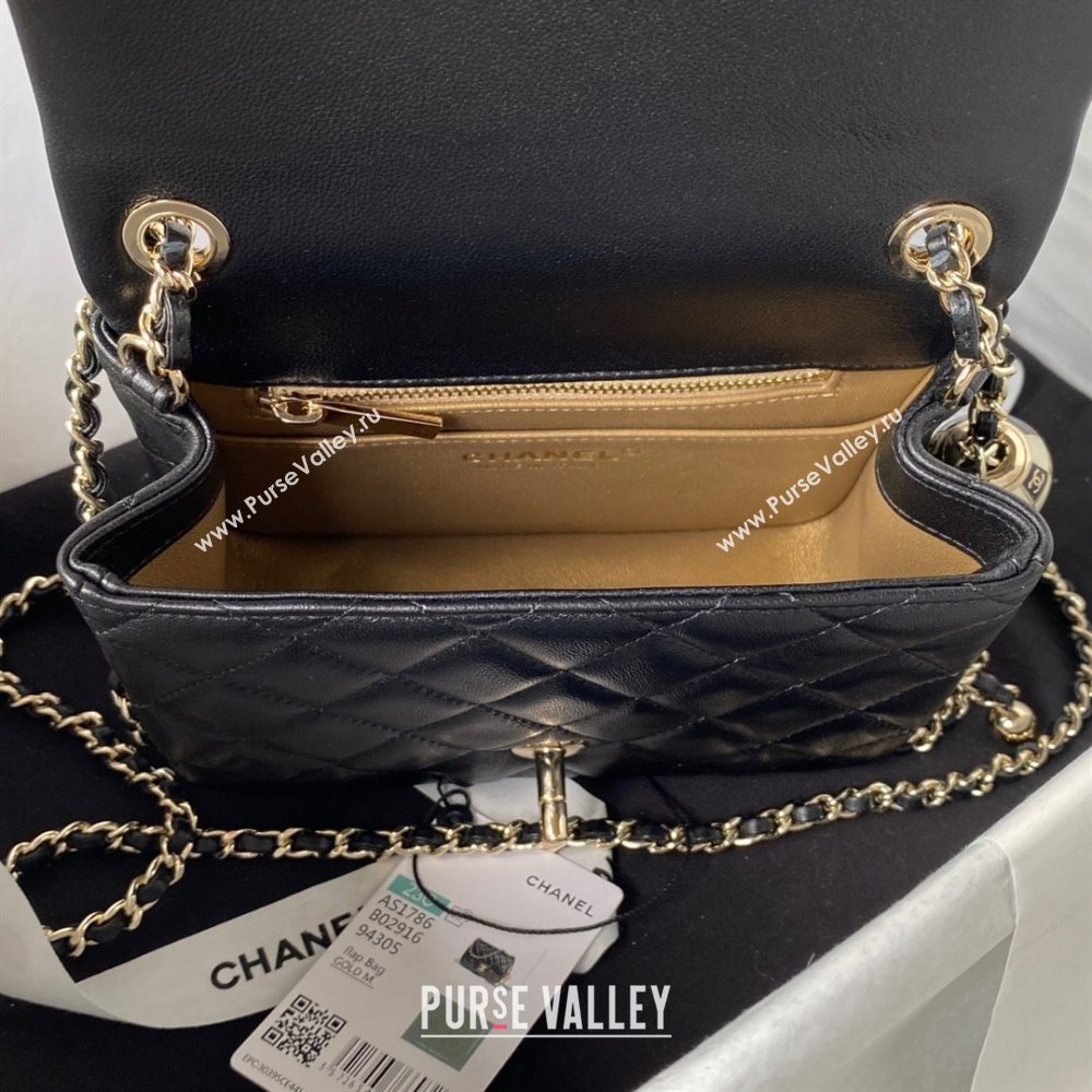 Chanel Lambskin Mini Flap Bag with Black/White Ball AS1786 Black 2023 (jiyuan-23100944)