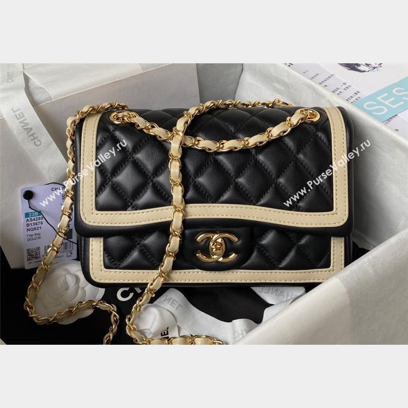 Chanel Lambskin Flap Bag AS4289 Black/Beige 2023 (jiyuan-23100946)