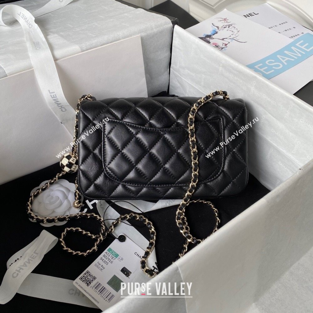 Chanel Lambskin Small Flap Bag with Black/White Ball AS1787 Black 2023 (jiyuan-23100942)