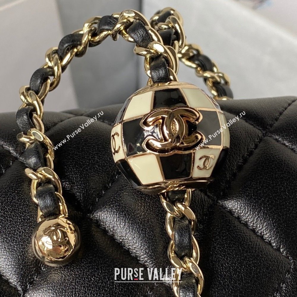 Chanel Lambskin Small Flap Bag with Black/White Ball AS1787 Black 2023 (jiyuan-23100942)