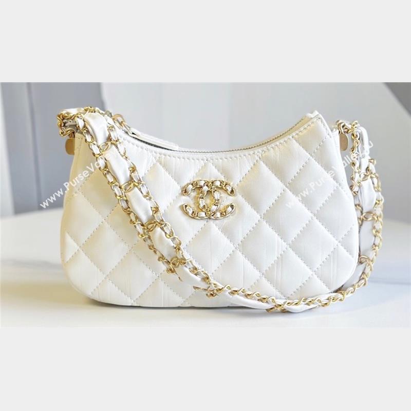 Chanel Calfskin Mini Hobo Bag AP3647 White 2023 (jiyuan-23101021)