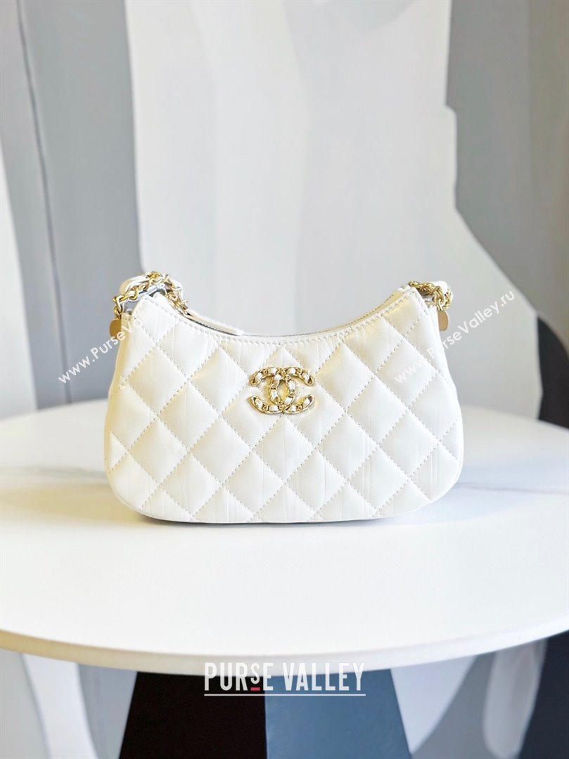 Chanel Calfskin Mini Hobo Bag AP3647 White 2023 (jiyuan-23101021)