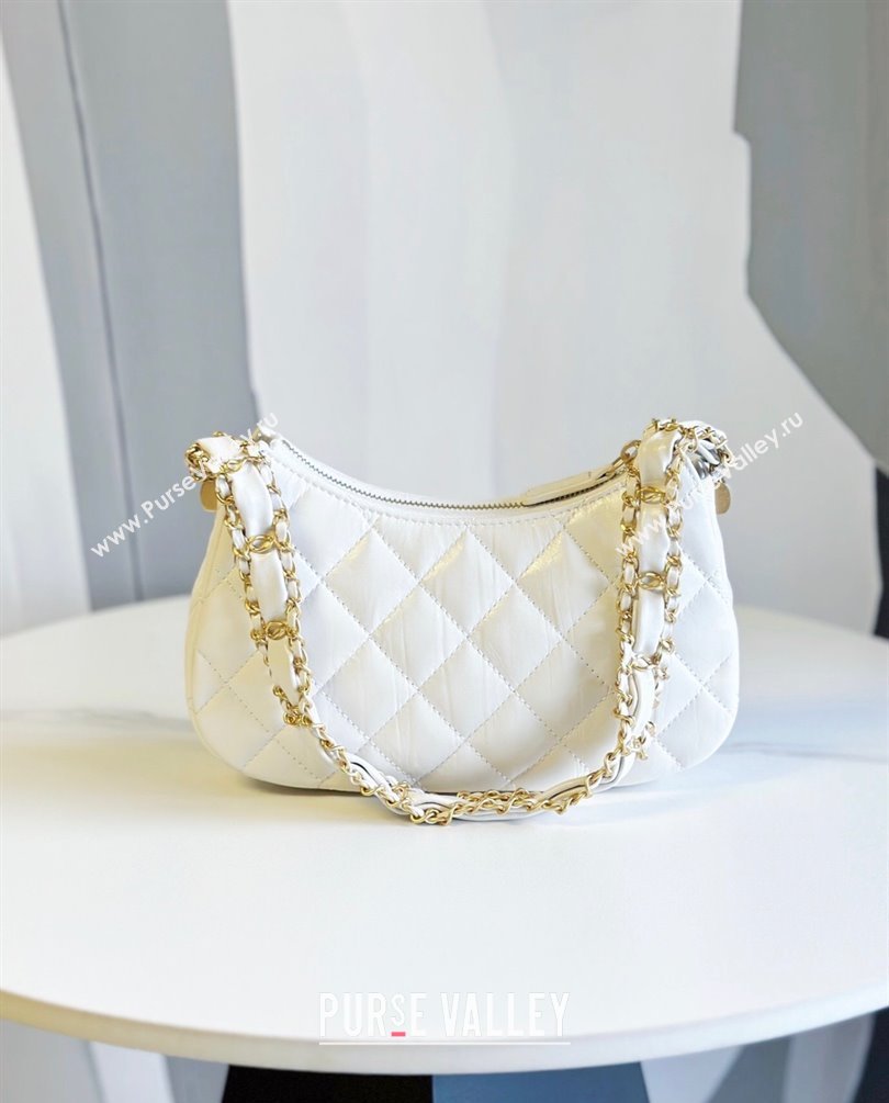 Chanel Calfskin Mini Hobo Bag AP3647 White 2023 (jiyuan-23101021)