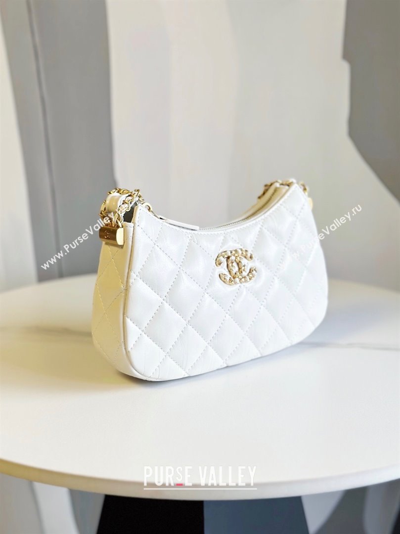 Chanel Calfskin Mini Hobo Bag AP3647 White 2023 (jiyuan-23101021)