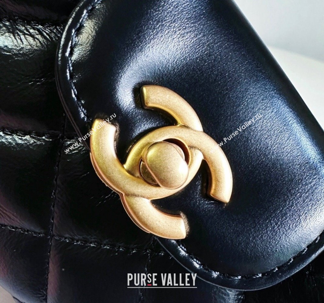 Chanel Shiny Aged Calfskin Clutch with Chain Bag AP3435 Black 2023 (jiyuan-23100978)