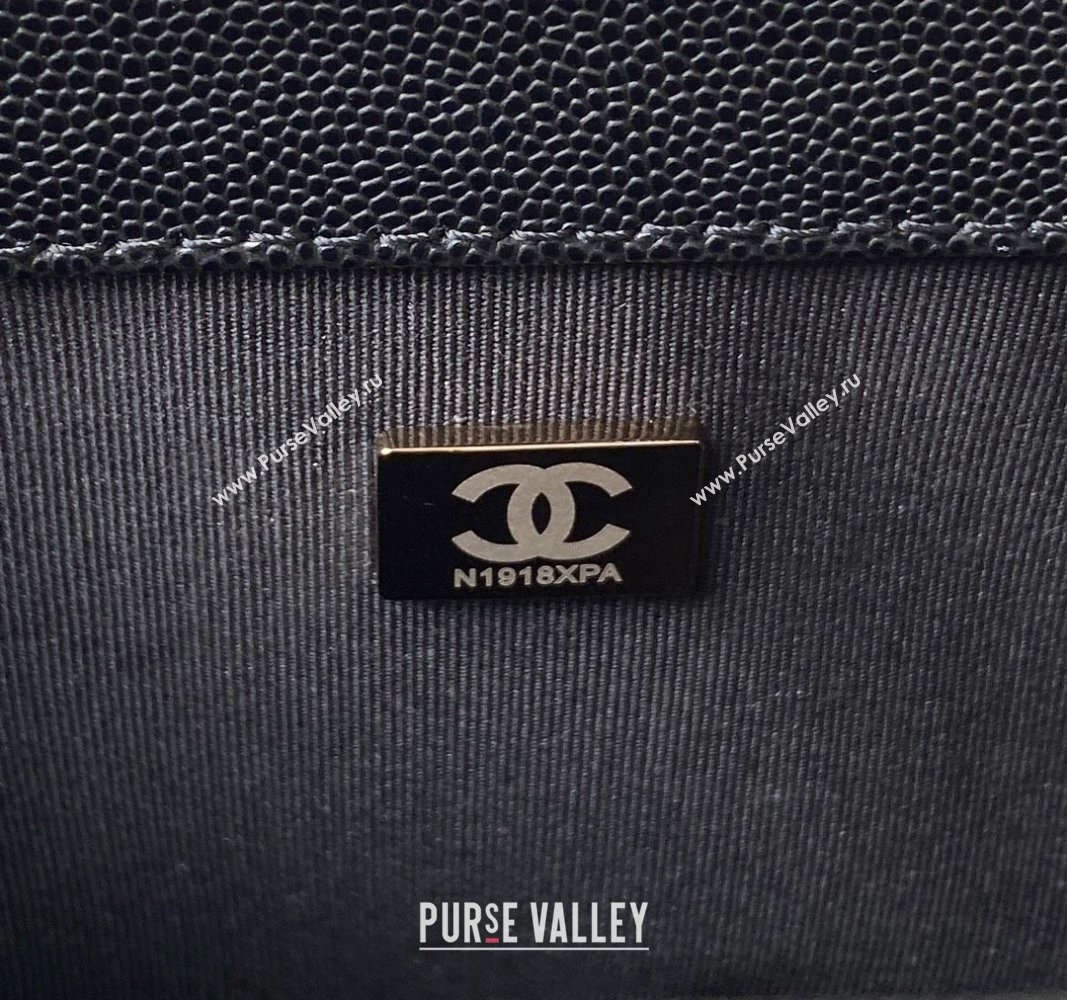 Chanel Grained Shiny Calfskin BOY Flap Bag with Handle A94804 Black 2023 (jiyuan-23100701)