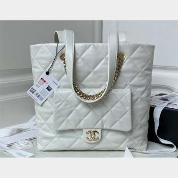 Chanel Calfskin Shopping Tote Bag AS4359 White 2023 (jiyuan-23101029)