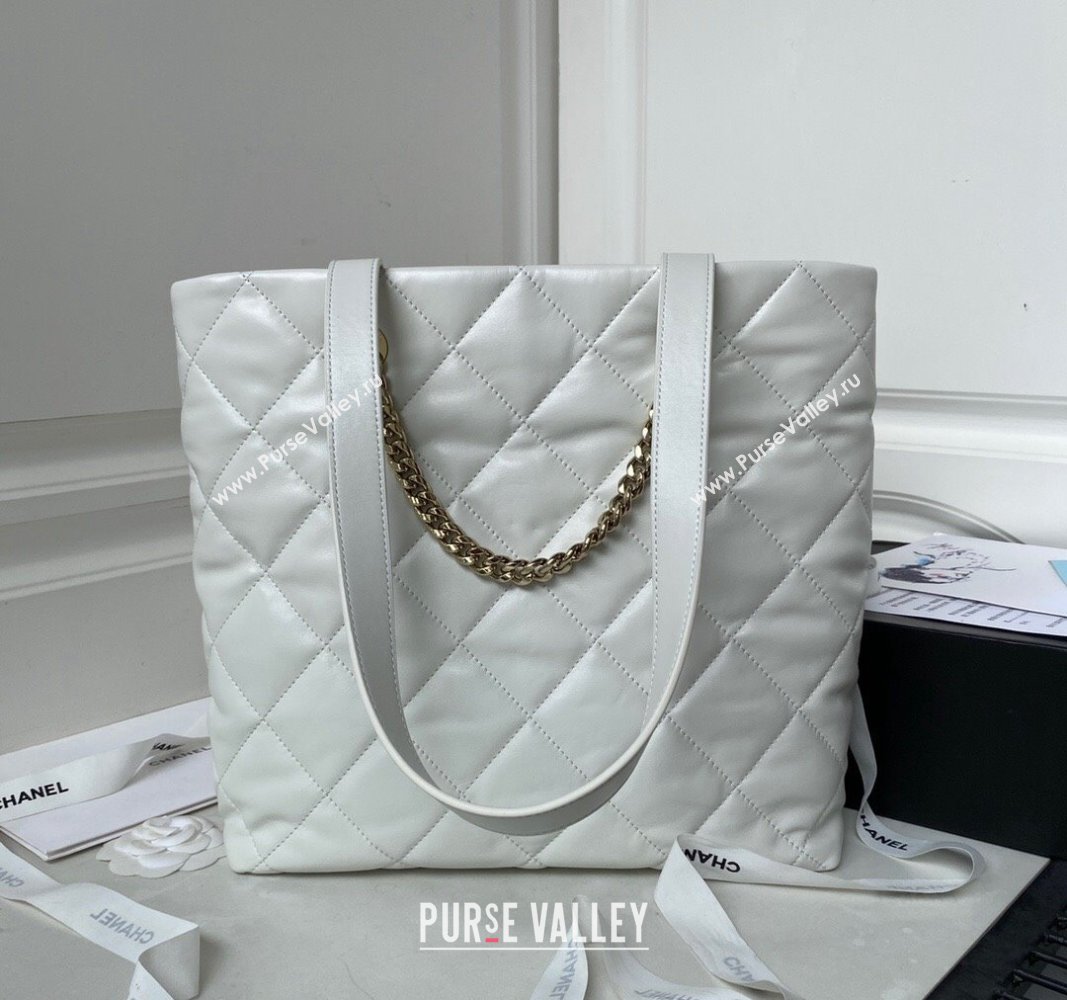 Chanel Calfskin Shopping Tote Bag AS4359 White 2023 (jiyuan-23101029)