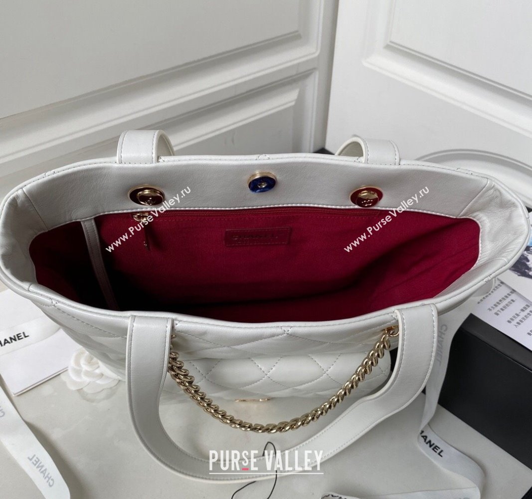 Chanel Calfskin Shopping Tote Bag AS4359 White 2023 (jiyuan-23101029)