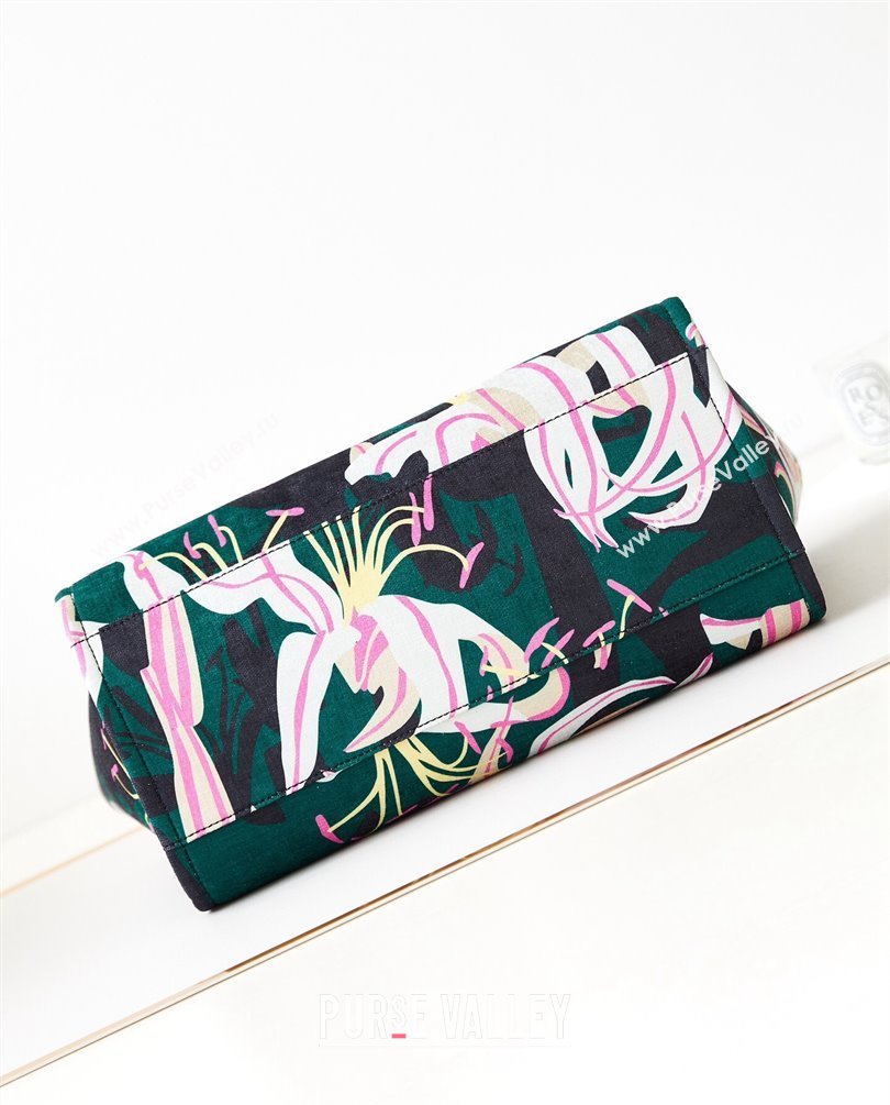 Chanel Deauville Printed Velvet and Wooden Pearls Large Shopping Bag A66941 Green 2023 (jiyuan-23101024)