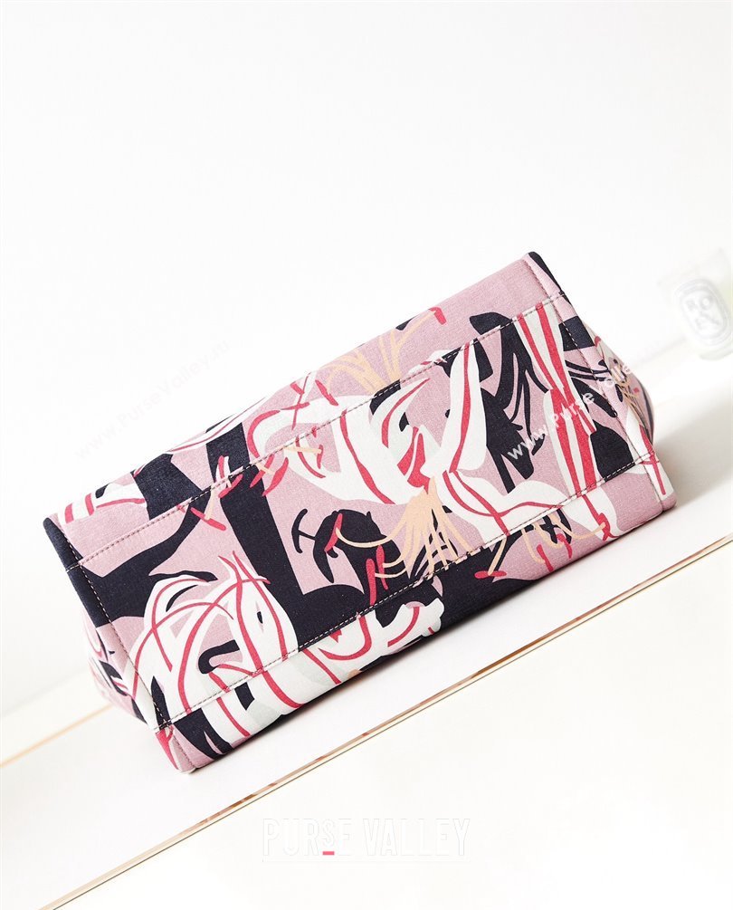 Chanel Deauville Printed Velvet and Wooden Pearls Large Shopping Bag A66941 Pink 2023 (jiyuan-23101023)
