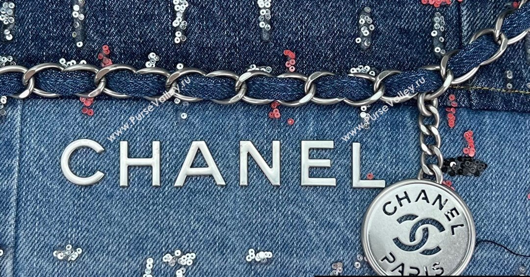 Chanel Denim Patchwork and Glitters CHANEL 22 Small Handbag AS3260 2023 (jiyuan-23101012)