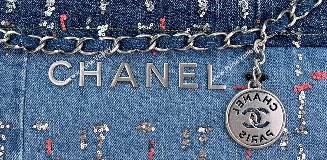 Chanel Denim Patchwork and Glitters CHANEL 22 Handbag AS3261 2023 (jiyuan-23101011)