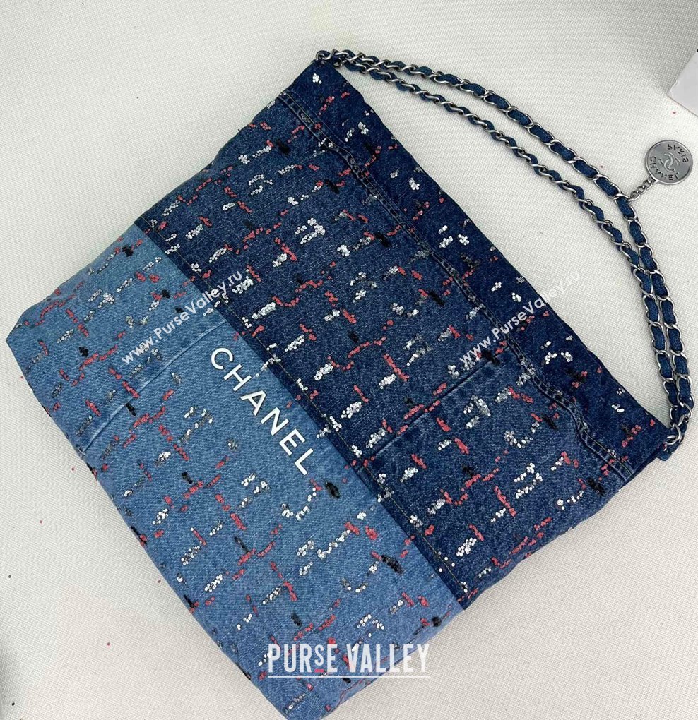Chanel Denim Patchwork and Glitters CHANEL 22 Handbag AS3261 2023 (jiyuan-23101011)
