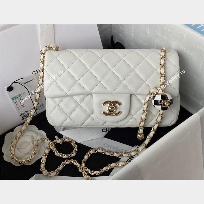 Chanel Lambskin Small Flap Bag with Black/White Ball AS1787 White 2023 (jiyuan-23100943)