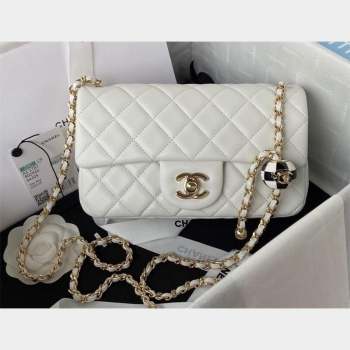 Chanel Lambskin Small Flap Bag with Black/White Ball AS1787 White 2023 (jiyuan-23100943)